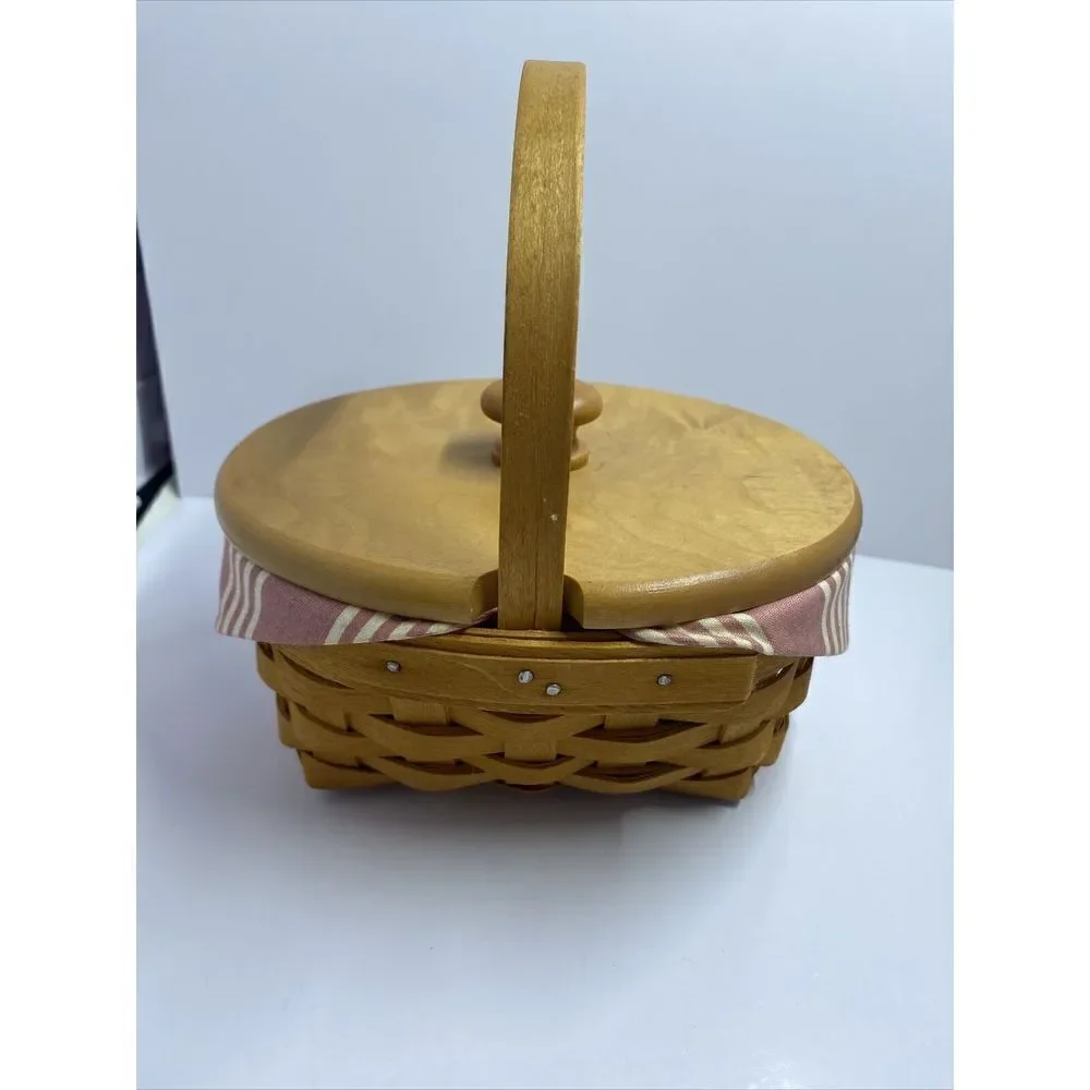 Longaberger 1999 Horizon Of Hope Basket Combo W/Lid, Liner & Pottery  Charm